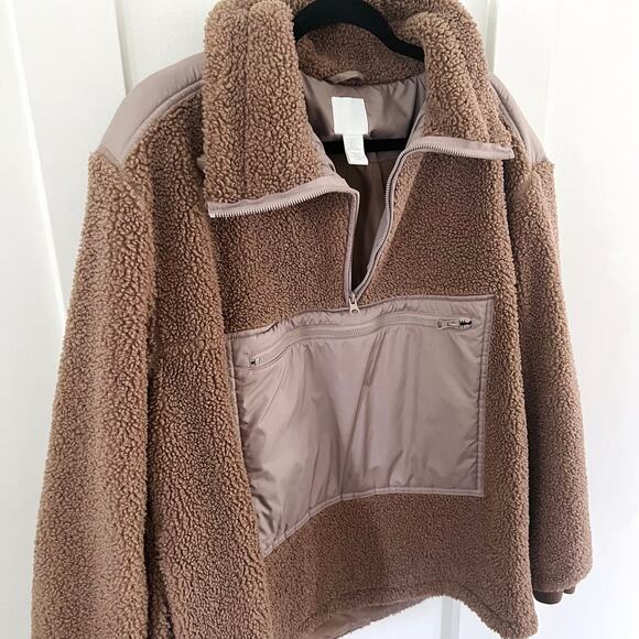 H&M Brown Boucle Quarter Zip Pullover Sweater Women's Size Large - Picture 5 of 7